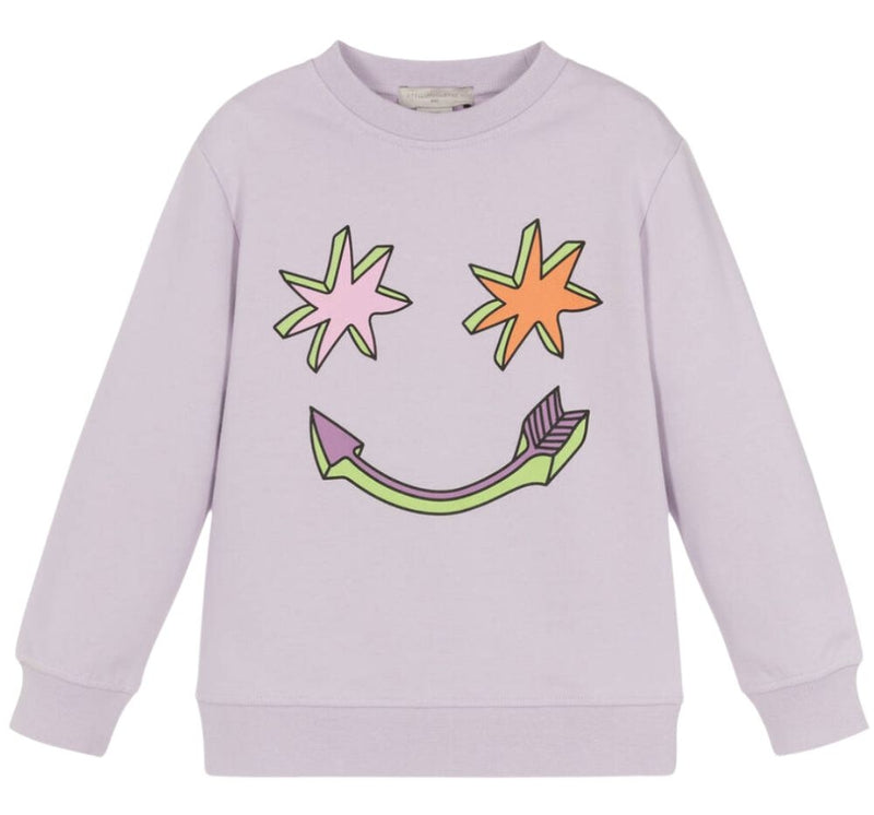 Sweatshirt With Smiley Star Face Print