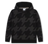 Hoodie Houndstooth Print Black