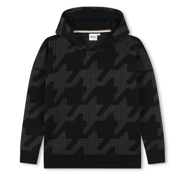 Hoodie Houndstooth Print Black