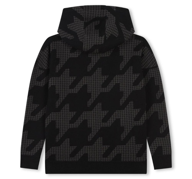 Hoodie Houndstooth Print Black