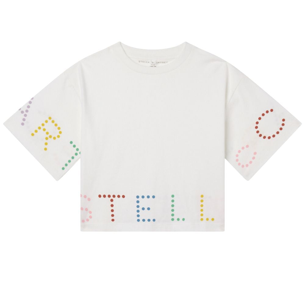 Tee With Multicolor Logo Dot Print White