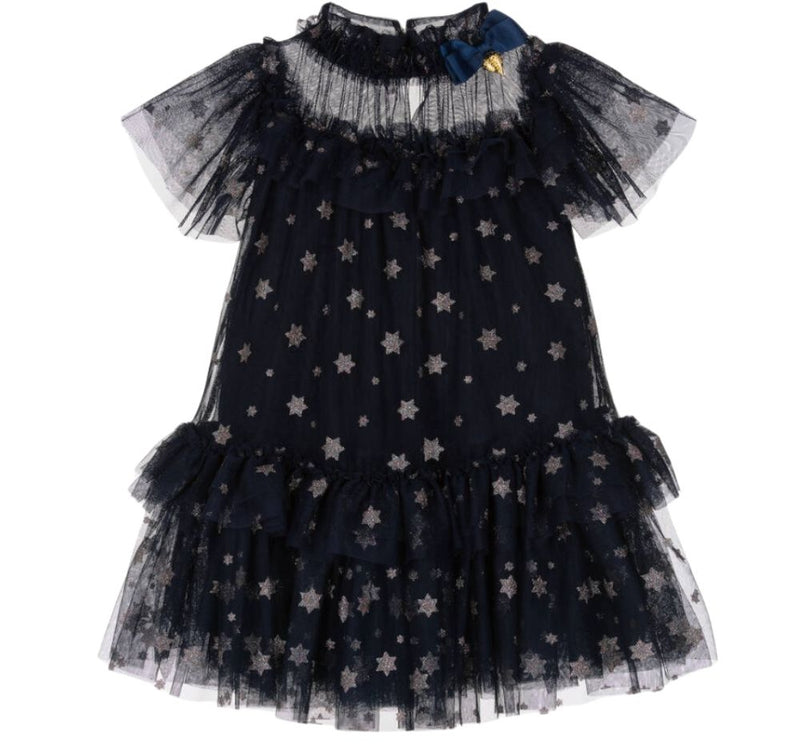 Vestido Azul Marino Georgette Glitter Star