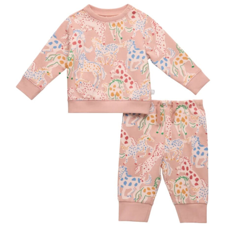 Baby Girl Prairie Horses Tracksuit Pink