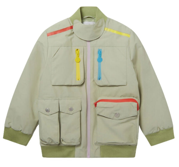 Girl Jacket With 3D Pockets Green