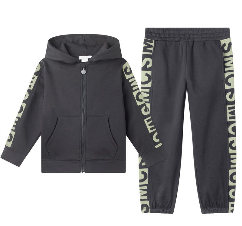 Boy Tracksuit With Jacquard Logo Tape Black