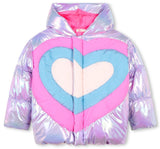 Chamarra Lila Puffer Shinny Quilted Heart