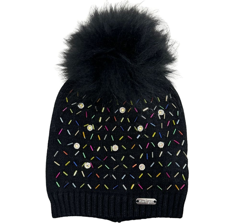 Gorro Sprinkle Jeweled Pom Pom Negro