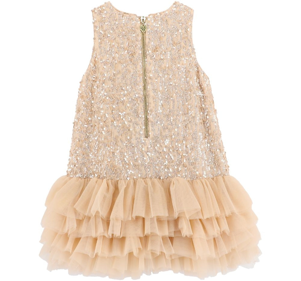 Charleston Sequin Tule Dress Caramel