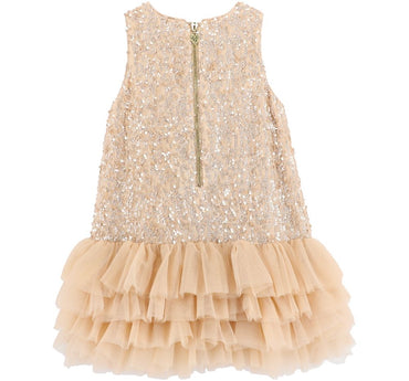 Charleston Sequin Tule Dress Caramel