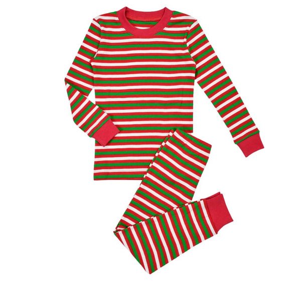 Long John Pjs Green Red Stripe