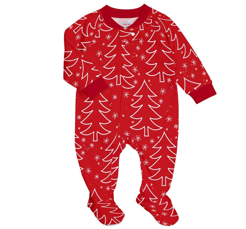 Footed Pajamas Red Trees