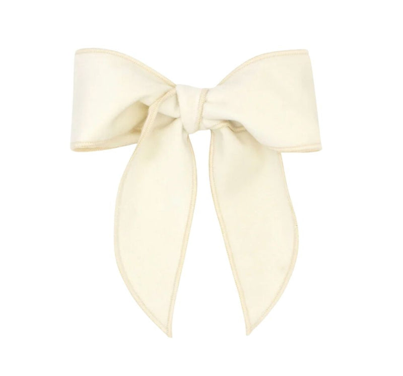 Medium Velvet Fabric Bow Antique White