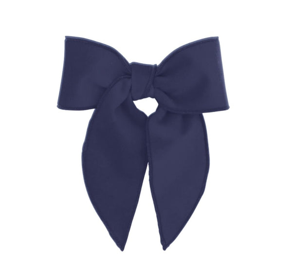 Medium Velvet Fabric Bow Navy