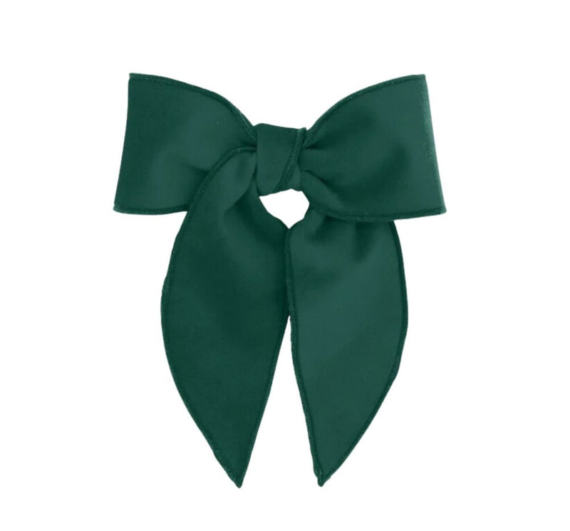 Medium Velvet Fabric Bow Forest Green