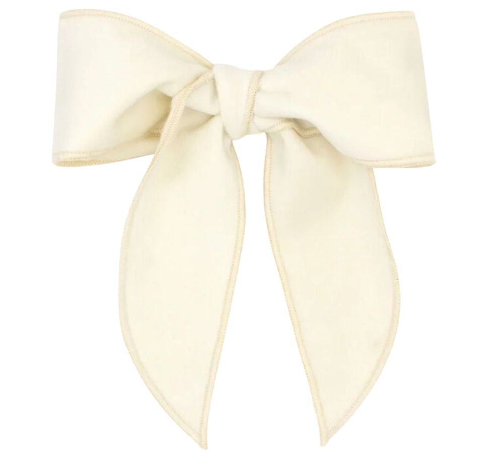 King Velvet Fabric Bow Antique White