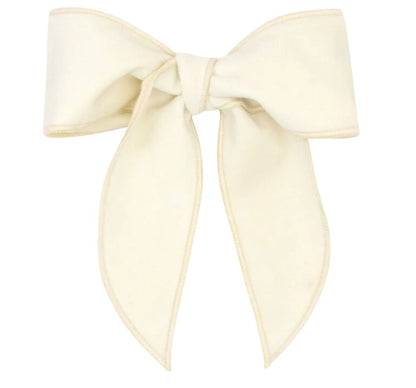 King Velvet Fabric Bow Antique White