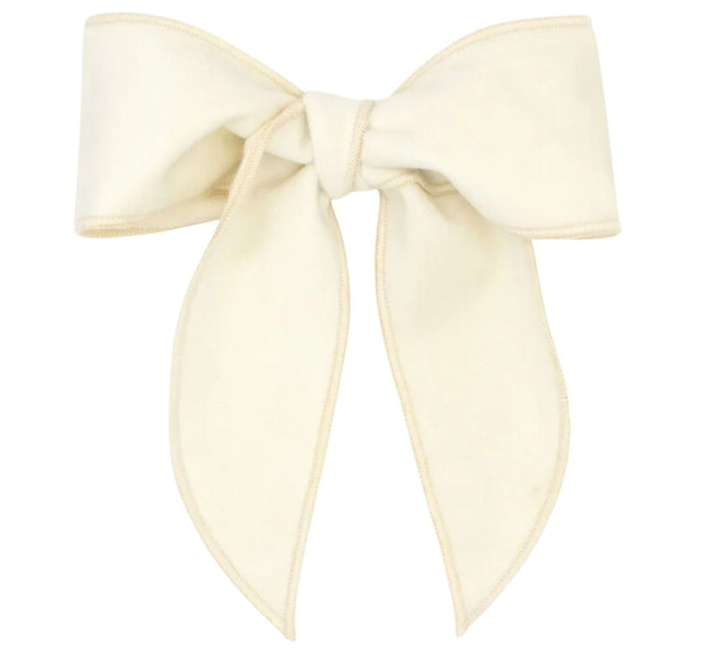 King Velvet Fabric Bow Antique White