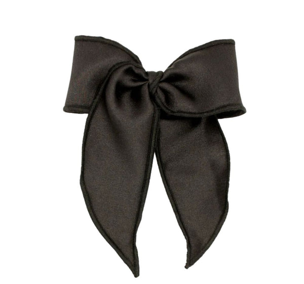 Medium Satin Fabric Bow Black