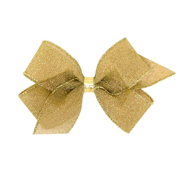 Medium Sparkle Glimmer Textured Bow Gold