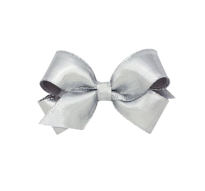 Mini Metallic Lame O/L Bow Silver