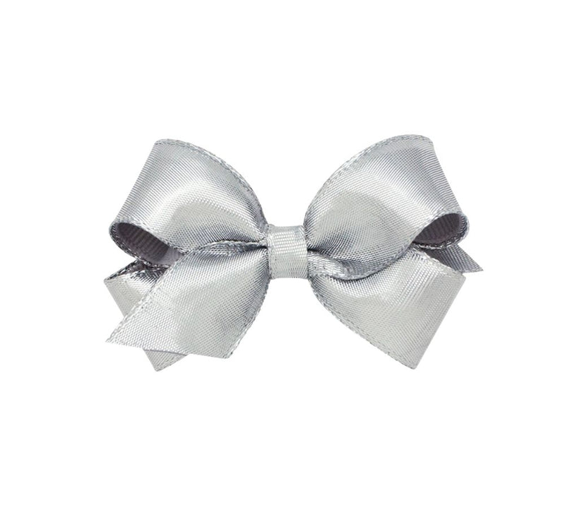 Mini Metallic Lame O/L Bow Silver