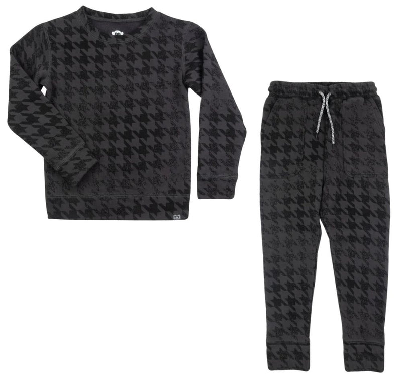 Print Houndstooth Black Crewneck & Pants