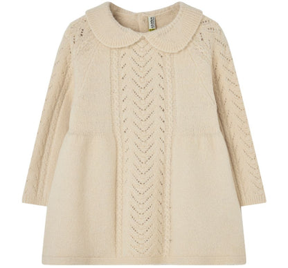 Girl Ls Dress Beige