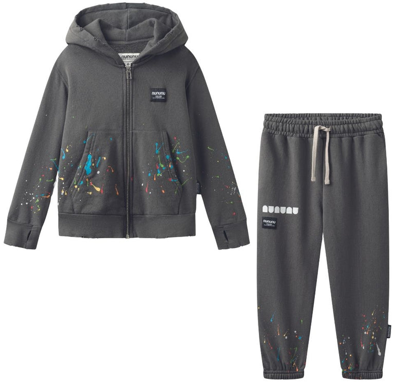 Splash Of Color Zip Hoodie & Sweatpants Graphite