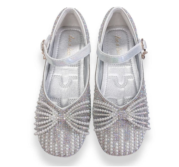 Zapatos Pearl Bowtie Silver