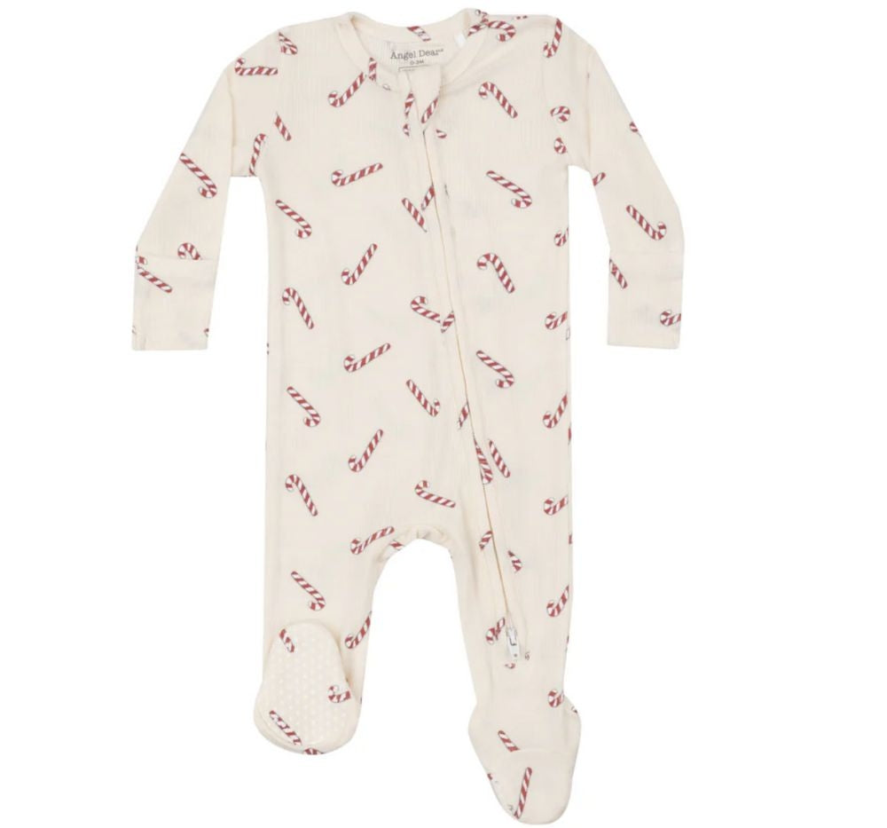 Candy Canes Rib Way Zipper Footie