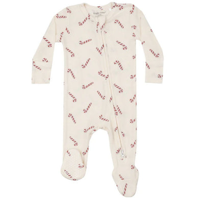 Candy Canes Rib Way Zipper Footie
