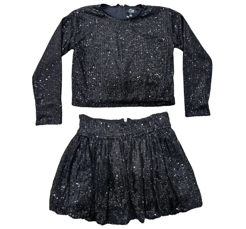 Top & Skirt Black Sequin