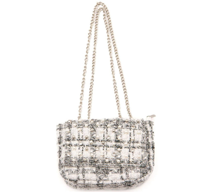 Bolsa Tweed Jewel White/Black