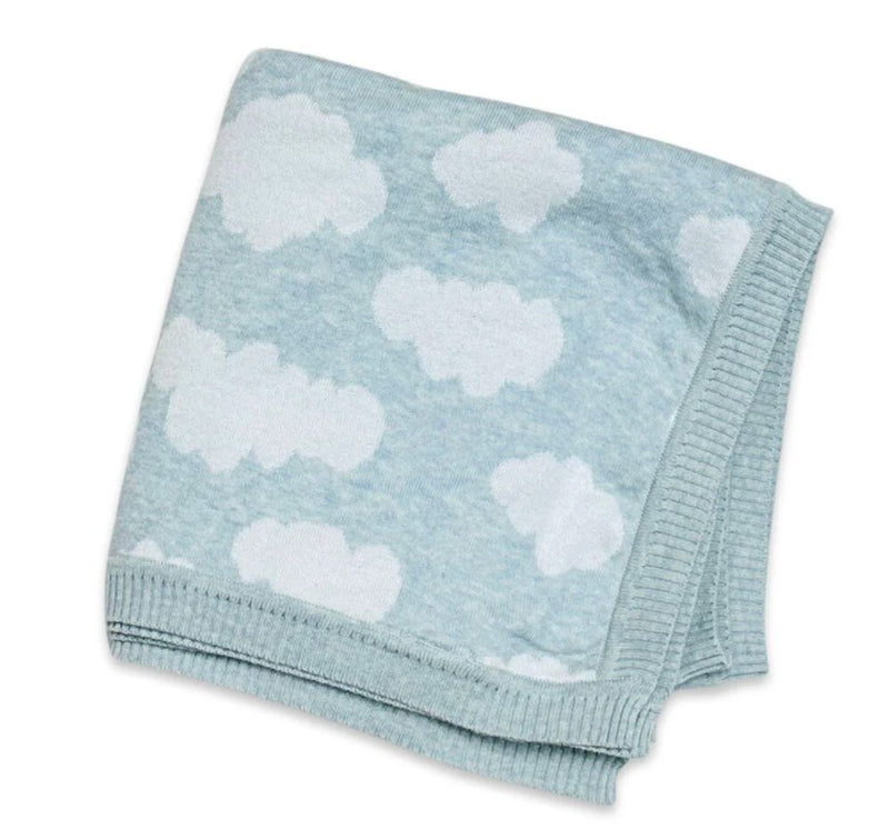 Cloud Jacquard Sweater Knit Baby Blanket Sky Blue