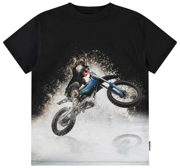 Black T-shirt Short Sleeves Water Wheelie