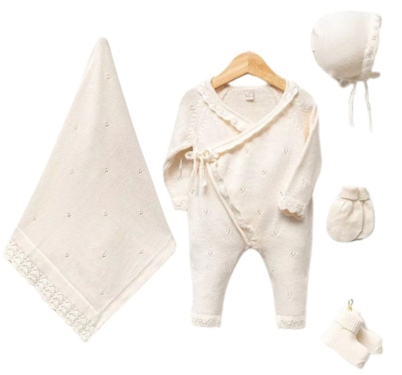 Baby Knitted Coming Home Set 5 pcs Cream