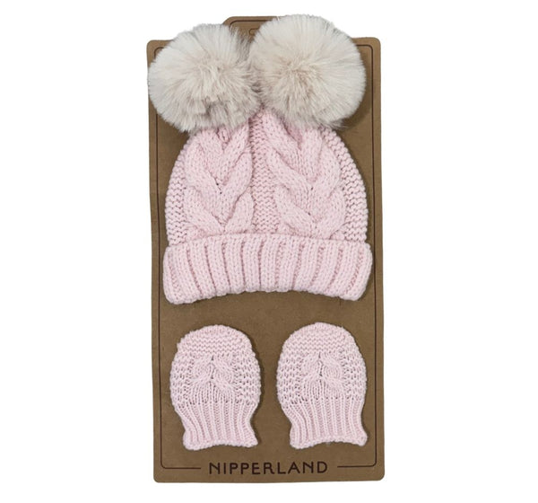 Pink Beanie Hat Set 06M