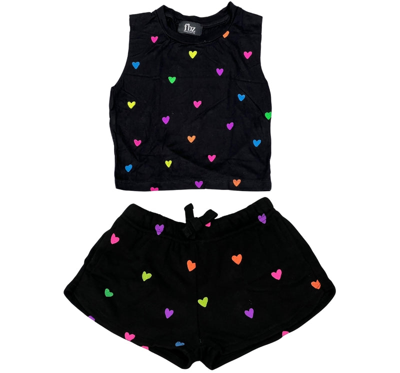 Top y Short Negro Corazones Multi