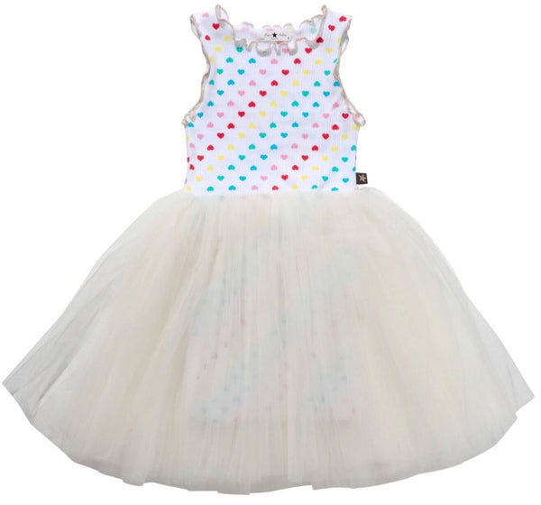 Vestido Blanco Tutu Corazones Multi