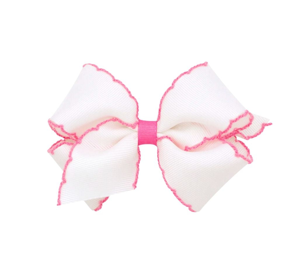 Small Moonstich Basic Bow White Hot Pink