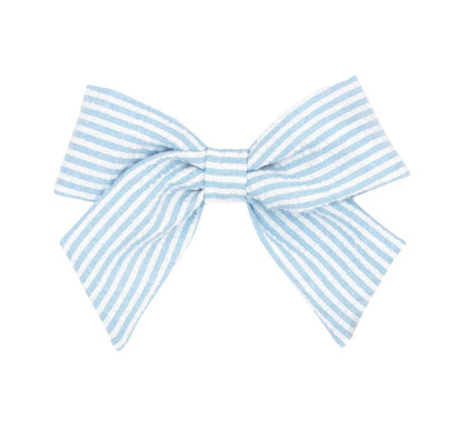 Medium Seersucker Bowtie W/Tails Blue