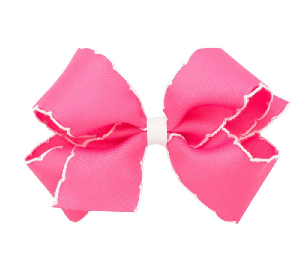 Medium Moonstitch Basic Bow Hot Pink White