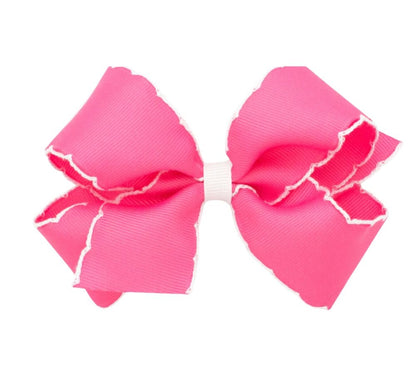 Medium Moonstitch Basic Bow Hot Pink White