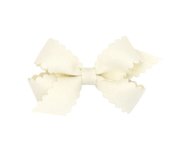 Mini Scalloped Edge GG Bow Antique White