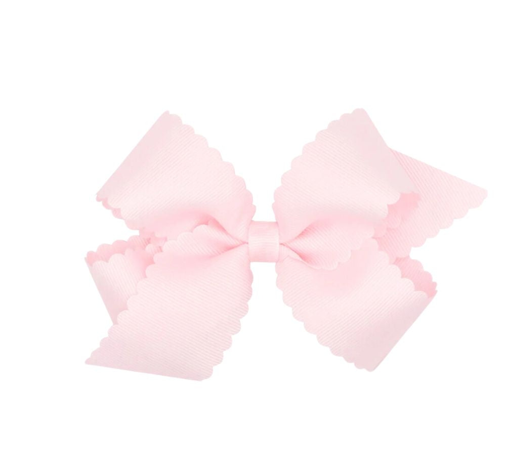 Medium GG Bow W/Scalloped Edge Powder Pink