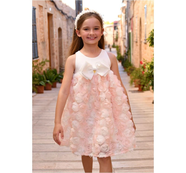 Vestido Reeree 3D Roses Snowdrop Pink