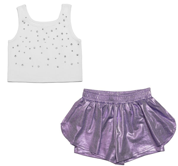 Crop Top Jewel Y Short Purple