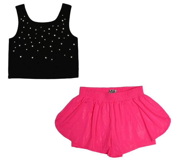 Crop Top Jewel Y Short Pink