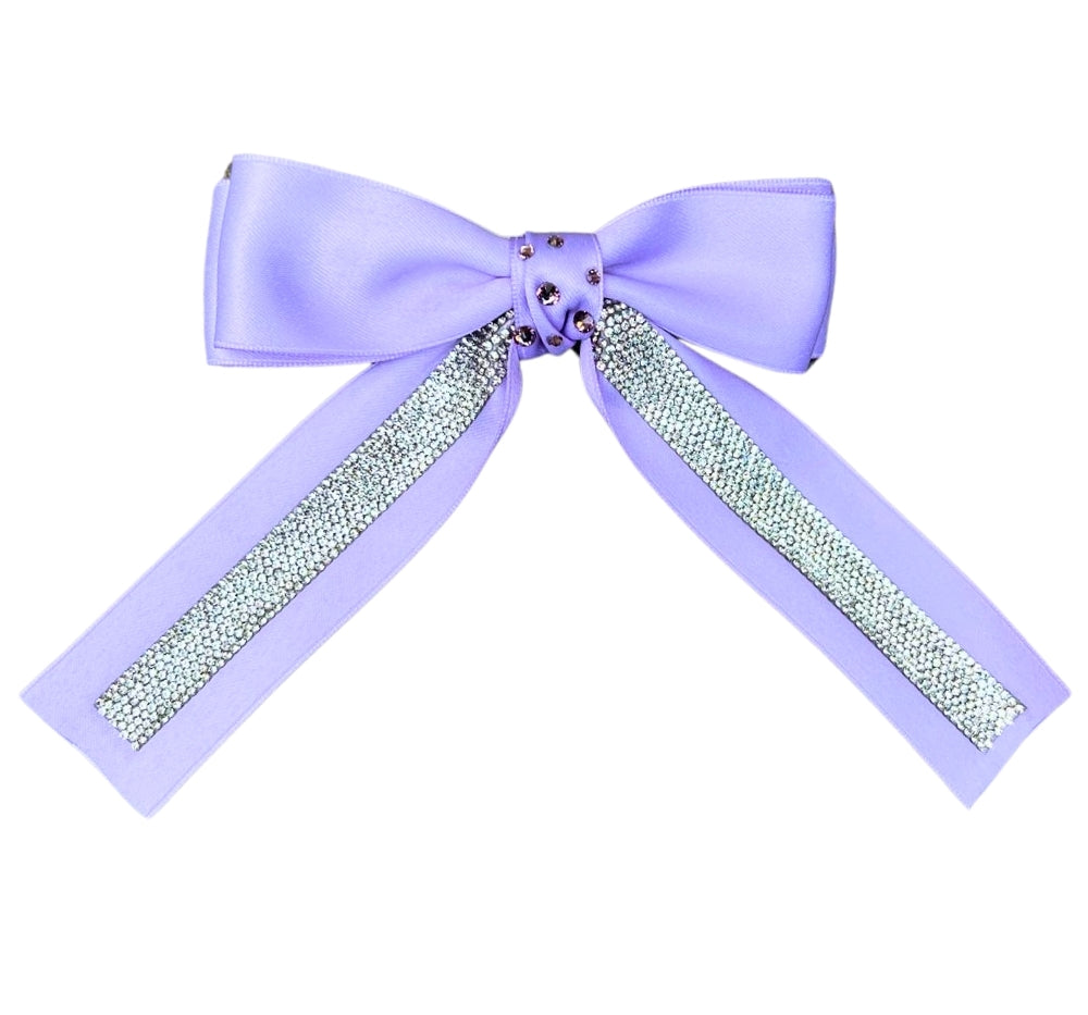 Crystallized Satin Bow Clip Lilac