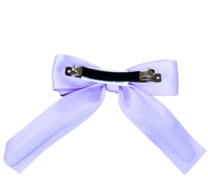 Crystallized Satin Bow Clip Lilac